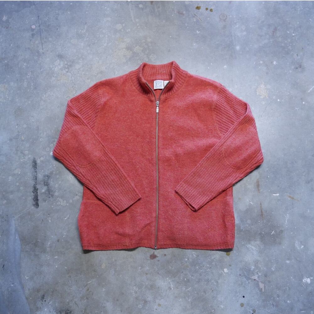 Vintage Field Gear 100% Wool Full Zip Burnt Orange Sweater‎ Womens Size M